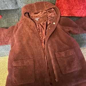 Roaman's Burgundy Fleece-Lined Jacket